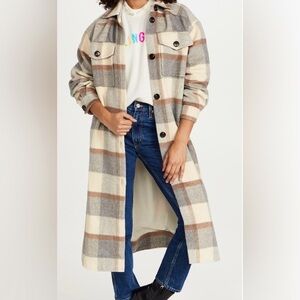 STELLA NOVA Emmy Joe Plaid Longline Coat jacket overshirt wool felt blend 10